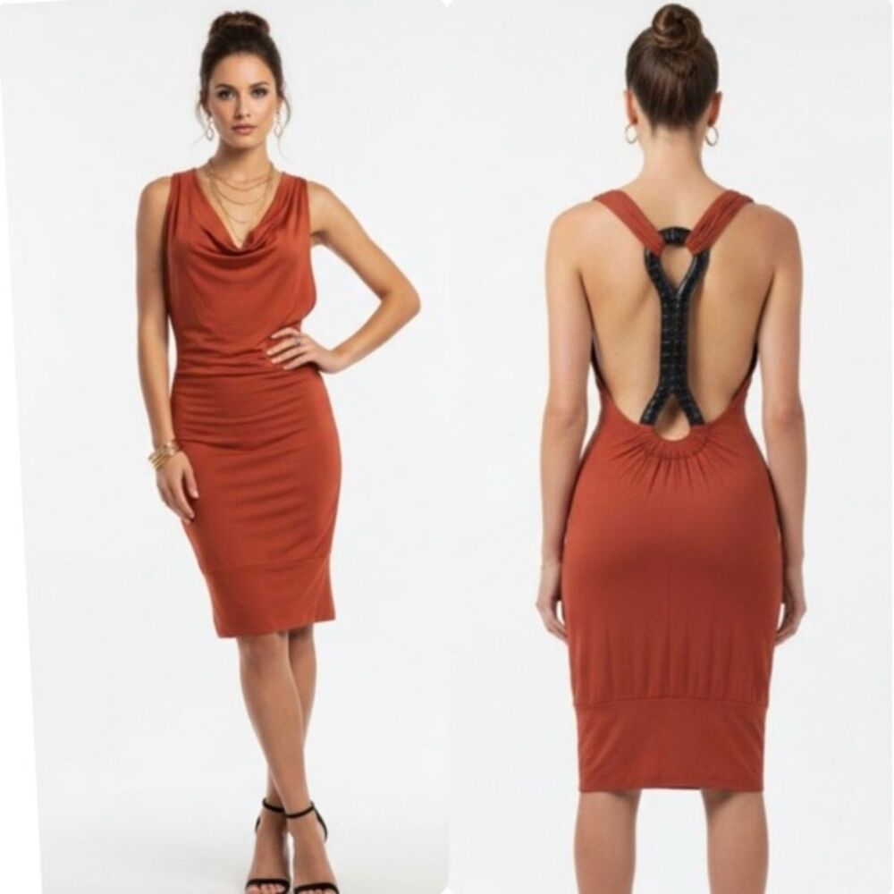 Planet Funk Rust Red Sleeveless Croc Back  Summer Weight Dress NEW S